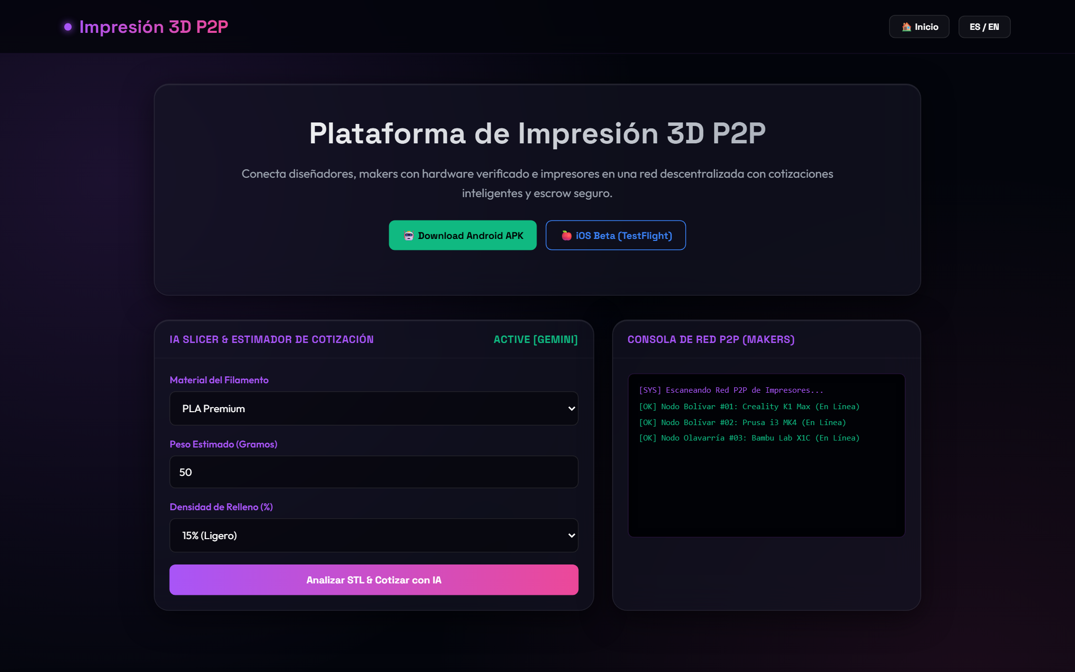 Impresión 3D P2P