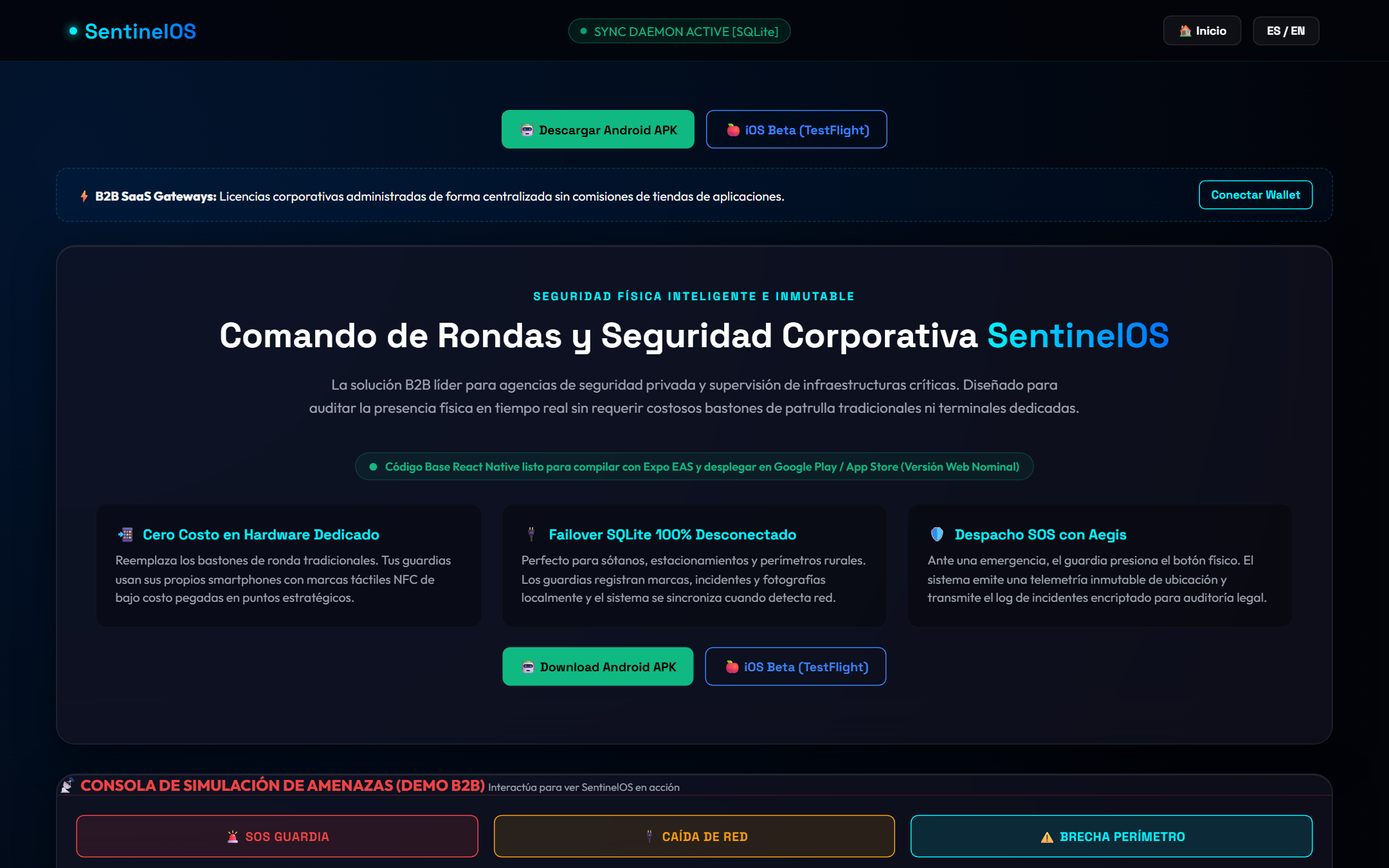SentinelOS: Dispatch Táctico y Control de Rondas Offline-First Preview